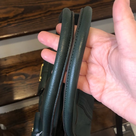 RALPH LAUREN Woodland Green Tumbled Leather Shoulder Bag Front Pockets - Picture 13 of 17